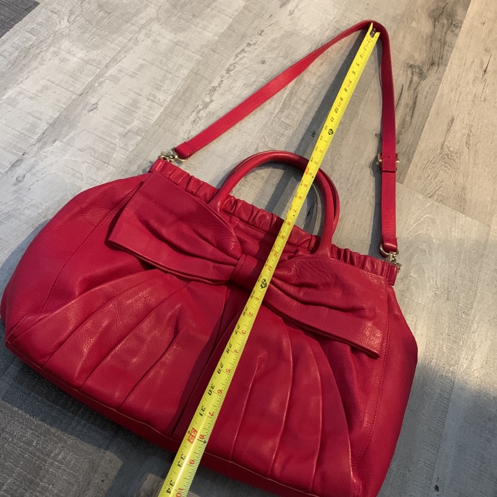 RED VALENTINO Pink/Fuschia Supple Leather Bag/Tote Elegant Large Bow Detail - Picture 10 of 14